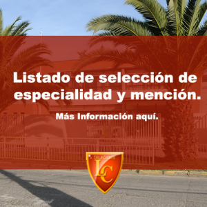 Listado de de selección de curso y especialidad 2022