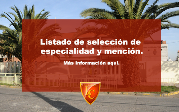 Listado de de selección de curso y especialidad 2022